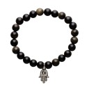 Pulsera de Obsidiana Dorada con Mnao de Fatima 8mm
