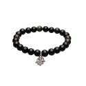 Pulsera de Obsidiana Dorada con Mnao de Fatima 8mm
