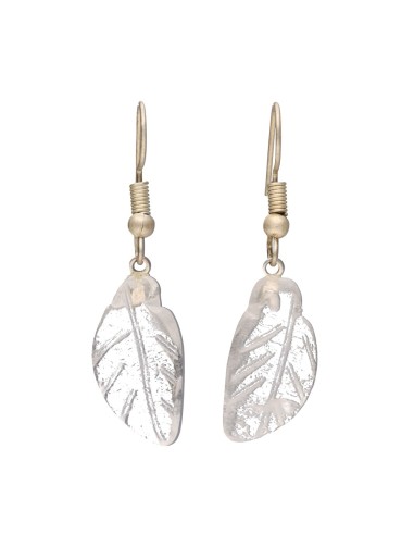 Pendientes de Cuarzo Hoja en Baño de...