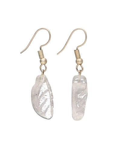 Orecchini con foglia di quarzo in...
