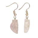 Silver Plated Leaf Rose Quartz Earrings