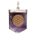 Colgante de Amatista Azul Flor de la Vida en Baño de Plata
