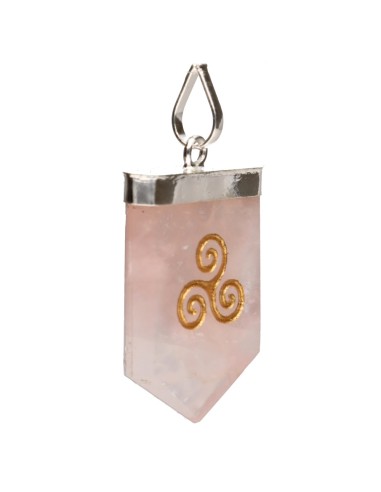 Pendentif Triskel en quartz rose...