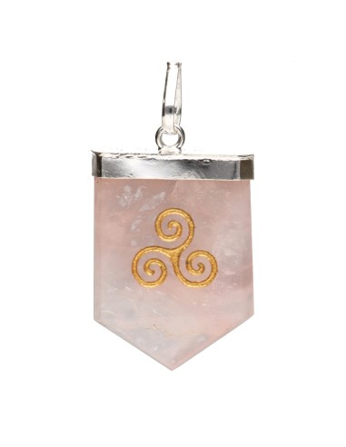 Pingente Triskel de Quartzo Rosa com...