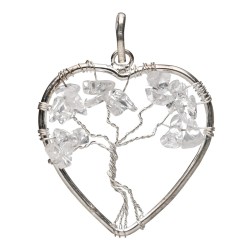 Ciondolo Cuore Albero della Vita in Quarzo con Bagno d'Argento
