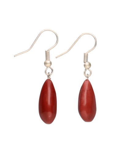 Pendants d'oreilles en jaspe rouge
