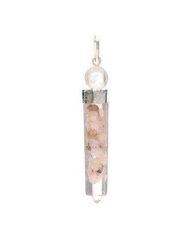 Pendentif sphère en quartz et opale rose