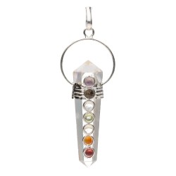 Pendente Biterminato in Quarzo con Chakra