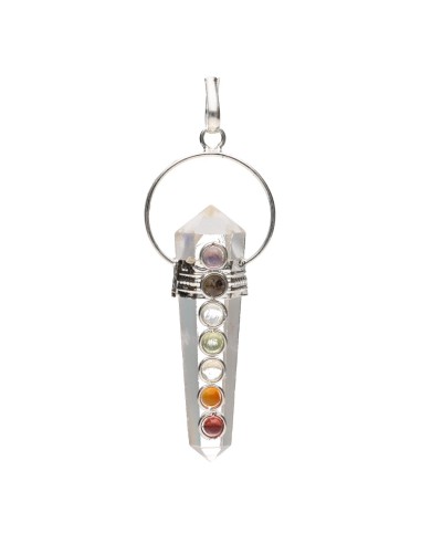 Biterminate Quartz with Chakras Pendant