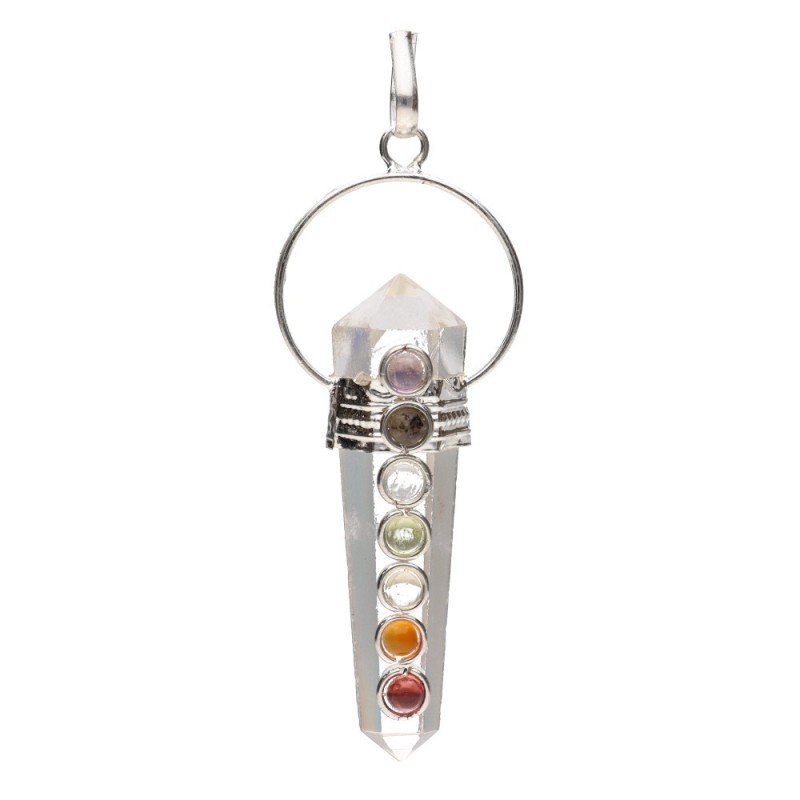 Pendente Biterminato in Quarzo con Chakra