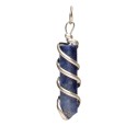 Silver Plated Spiral Sodalite Spike Pendant