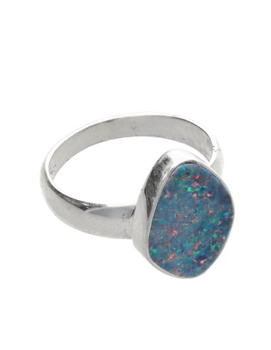 Blue Opal Ring in 925 Sterling Silver...