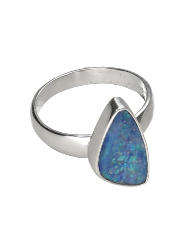 Bague en argent 925 avec opale bleue...