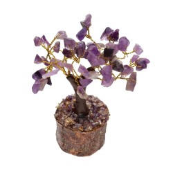 Mini árvore de ametista com base de madeira