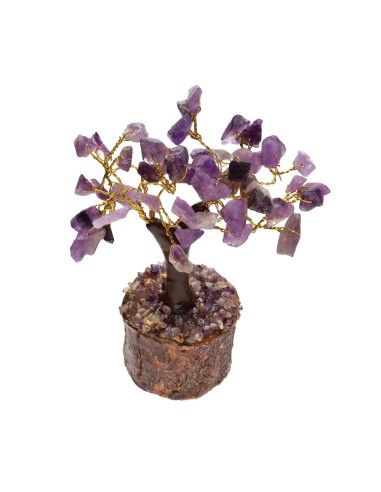 Mini Amethyst Tree with Wooden Base