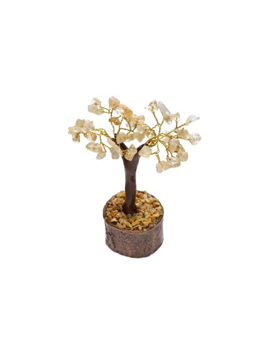 Mini arbre en citrine avec base en bois