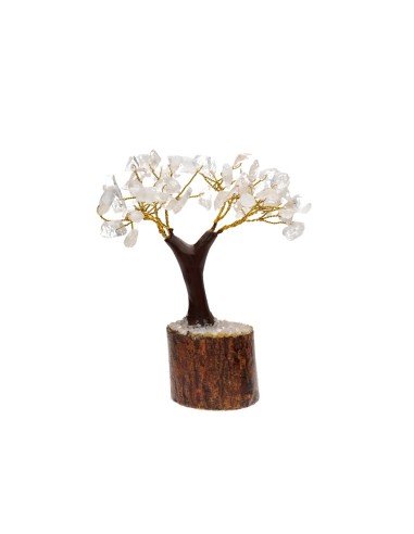 Árbol de Cuarzo Mini con Base de Madera