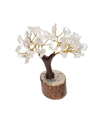 Árbol de Cuarzo Mini con Base de Madera