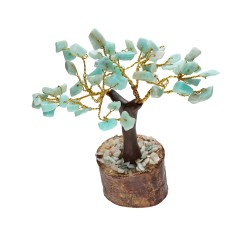 Mini pequena de Amazonite com base de madeira
