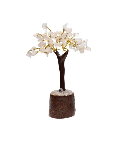 Mini Rose Quartz Tree with Wooden Base