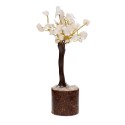 Mini arbre à quartz rose avec base en bois