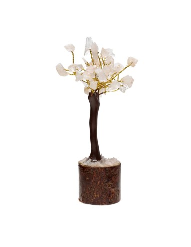 Mini arbre à quartz rose avec base en...
