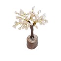 Mini arbre à quartz rose avec base en bois