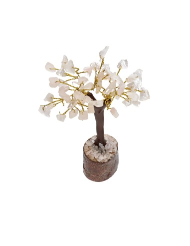 Mini arbre à quartz rose avec base en...
