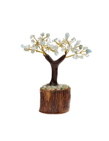 Mini Aquamarine Tree with Wooden Base