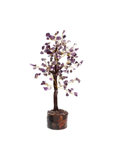 Small Amethyst Tree with Wooden Base