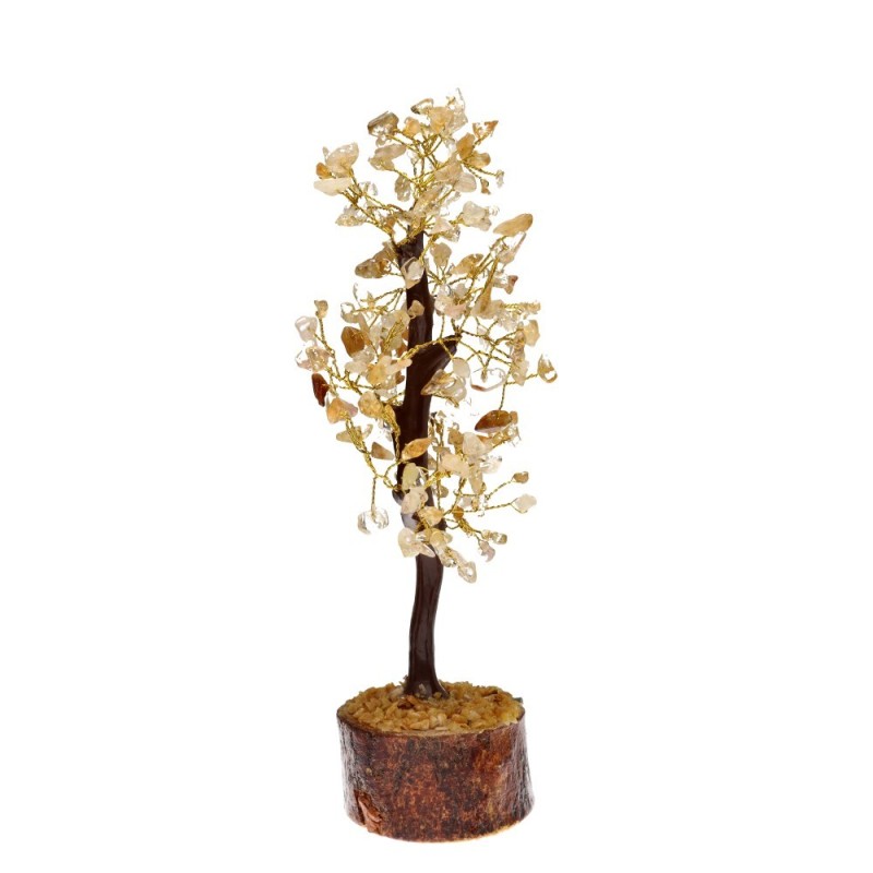 Albero di Citrino Piccolo con Base in Legno