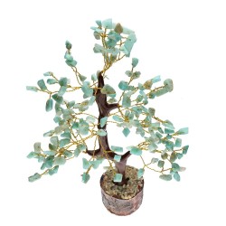 Albero di Amazonite Piccolo con Base in Legno