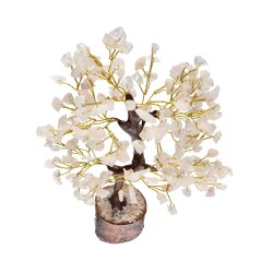 Árbol de Cuarzo Rosa Pequeño con Base de Madera