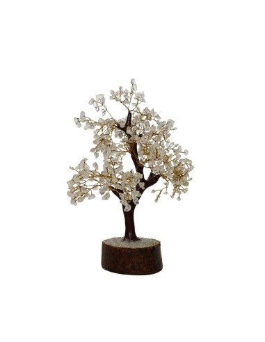 Moyen arbre à quartz avec base en bois