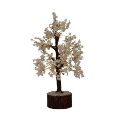Albero di Quarzo Rosa Medio con Base in Legno