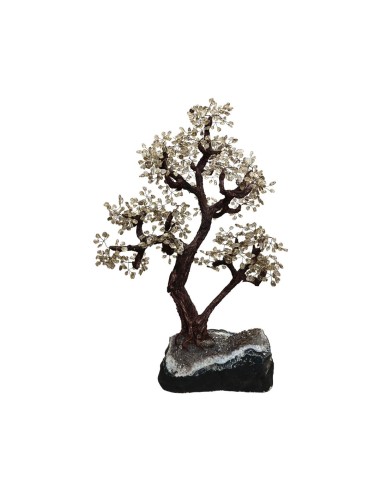 Arbre en quartz fumé avec socle en...