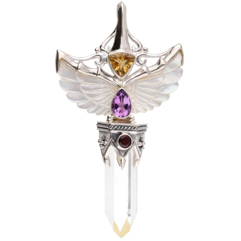 Ciondolo di Ali in Madreperla Bianca in Argento Sterling 925