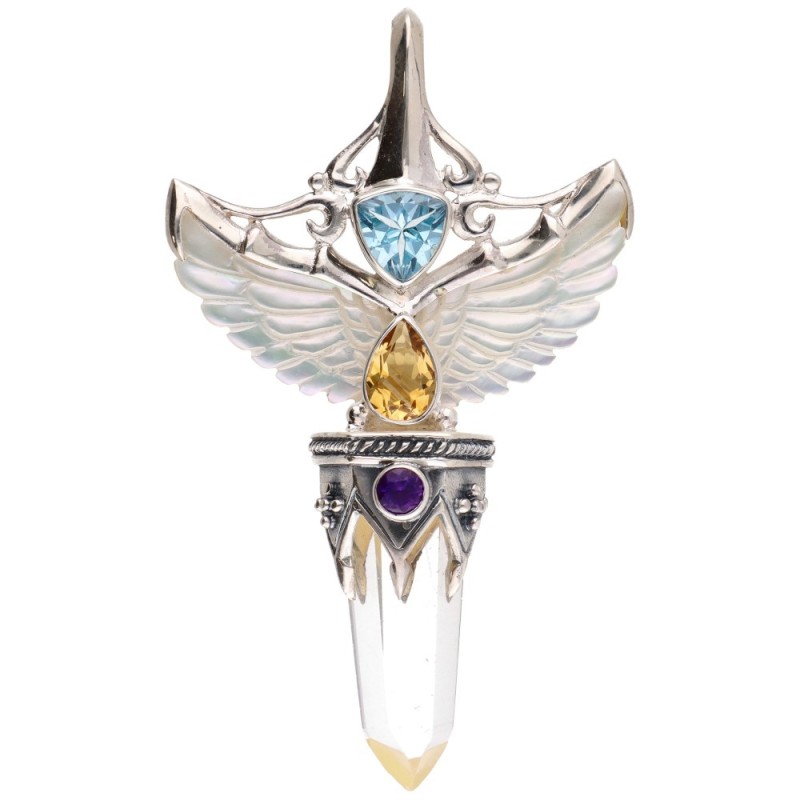 Ciondolo di Ali in Madreperla Bianca in Argento Sterling 925
