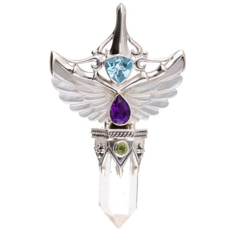 Ciondolo di Ali in Madreperla Bianca in Argento Sterling 925