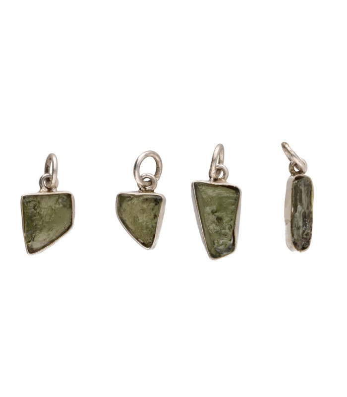 Pendente Bisel di Moldavite in Argento Sterling 925 (1 - 1.9gr)