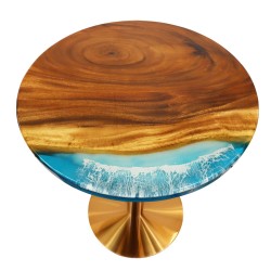Mesa de Resina y Roble Circular Pequeña