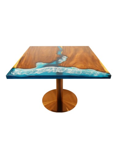 Small Rectangular Oak and Resin Table...