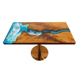 Resin and Oak Square Table (Mesa7)