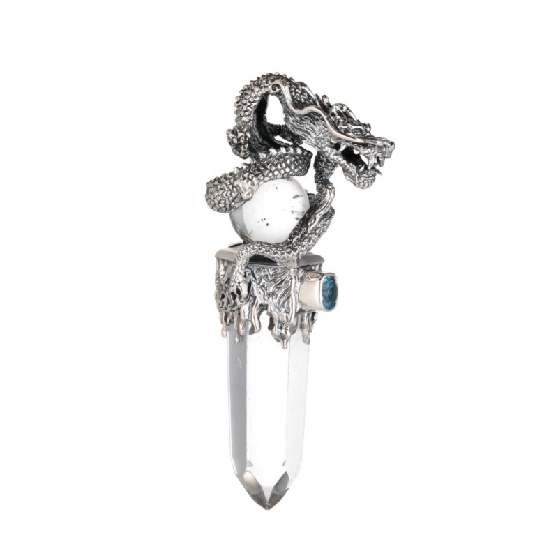 Ciondolo Gotland Sfera e Punta Drago con Topazio in Argento Sterling 925