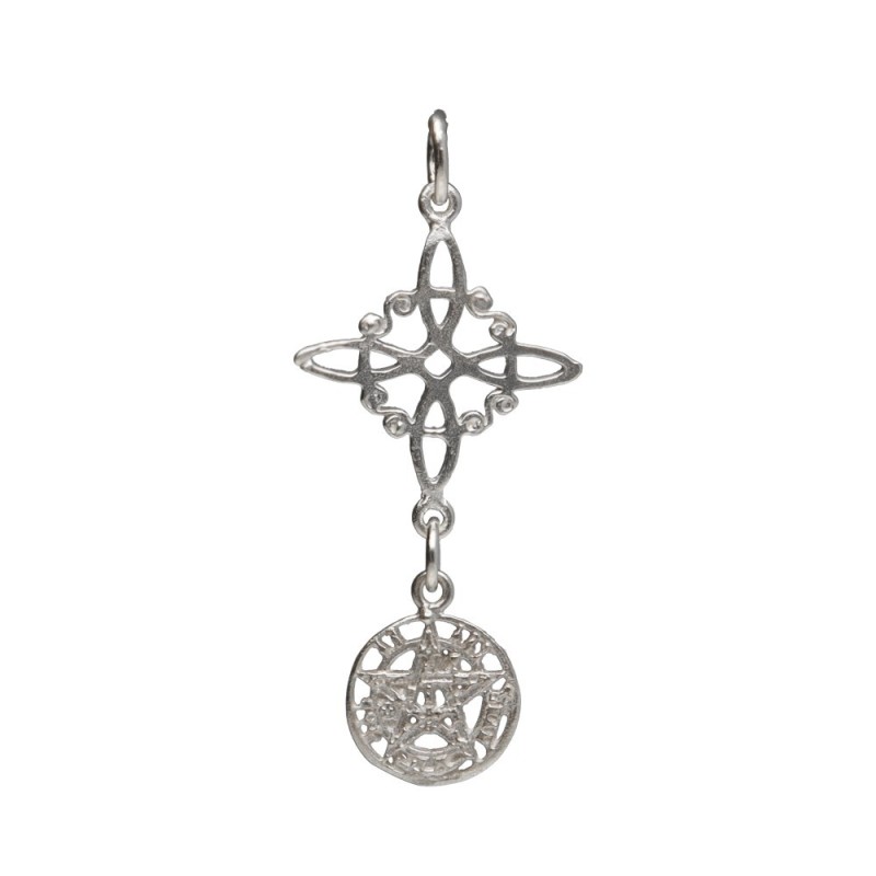 Ciondolo Nodo di Strega e Tetragramma Piccolo in Argento Sterling 925