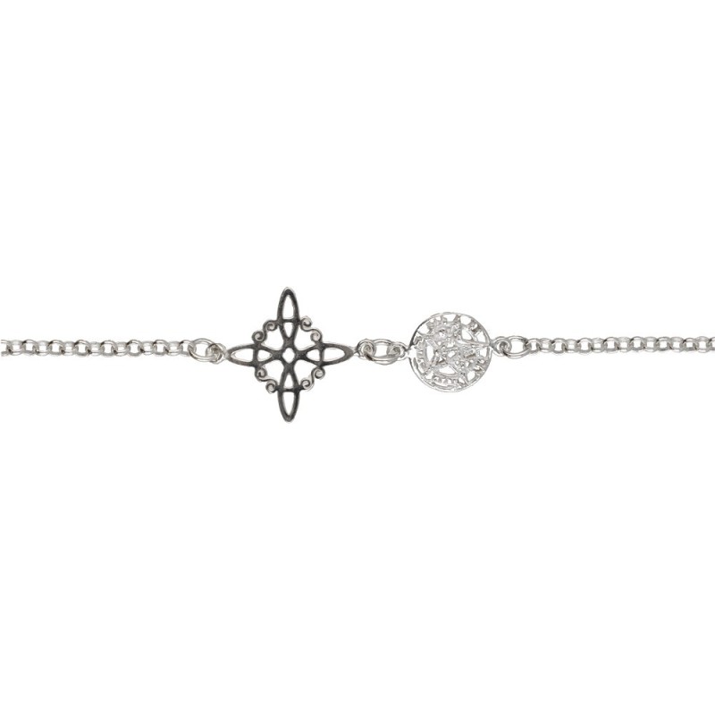 Bracciale Nodo di Strega e Tetragramma Piccolo in Argento Sterling 925