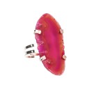 Anello in Agata Fucsia Tinta in Bagno d'Argento