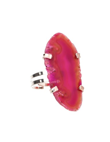 Silver Plated Fuchsia Dyed Agate Ring