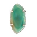 Silver Plated Dyed Green Agate Ring