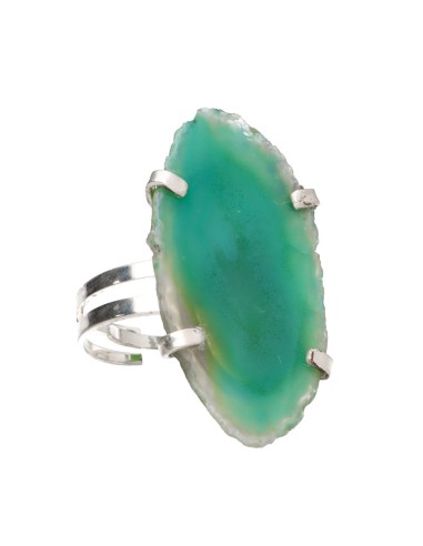 Bague en argent plaqué Agate verte...